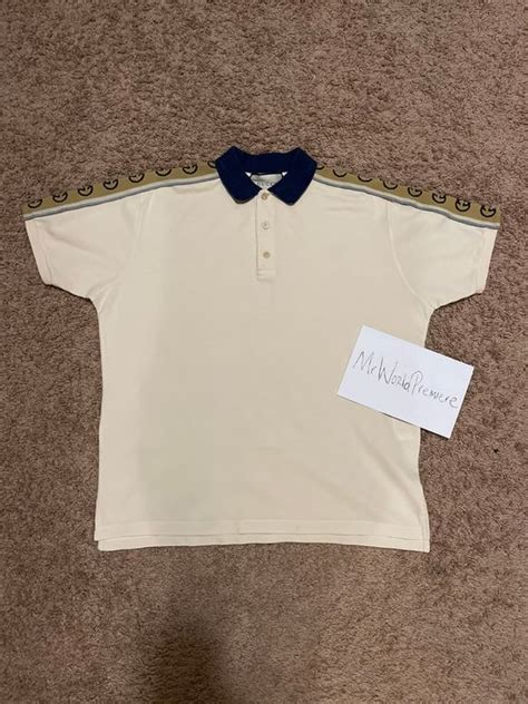 cream gucci polo|gucci g stripe polo.